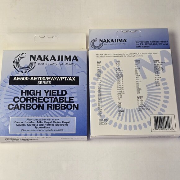 Nakajima AE-500 AE700 Correctable Carbon Ribbons Typewriter Ink NOS 2 packs - Picture 3 of 3